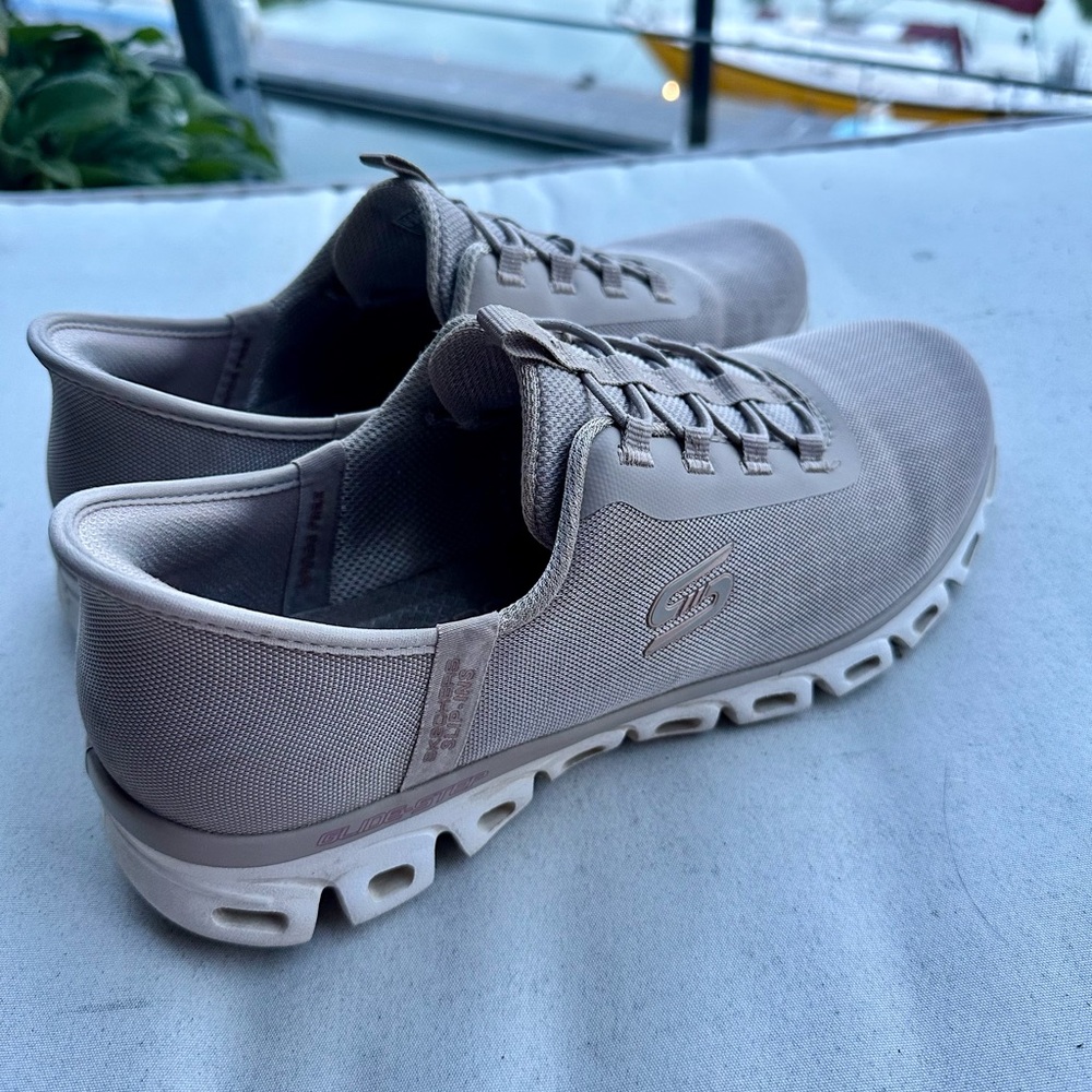 Skechers Hands Free Slip-ins: Glide Step Slip-On Sneaker - Women's 9 Gray Taupe